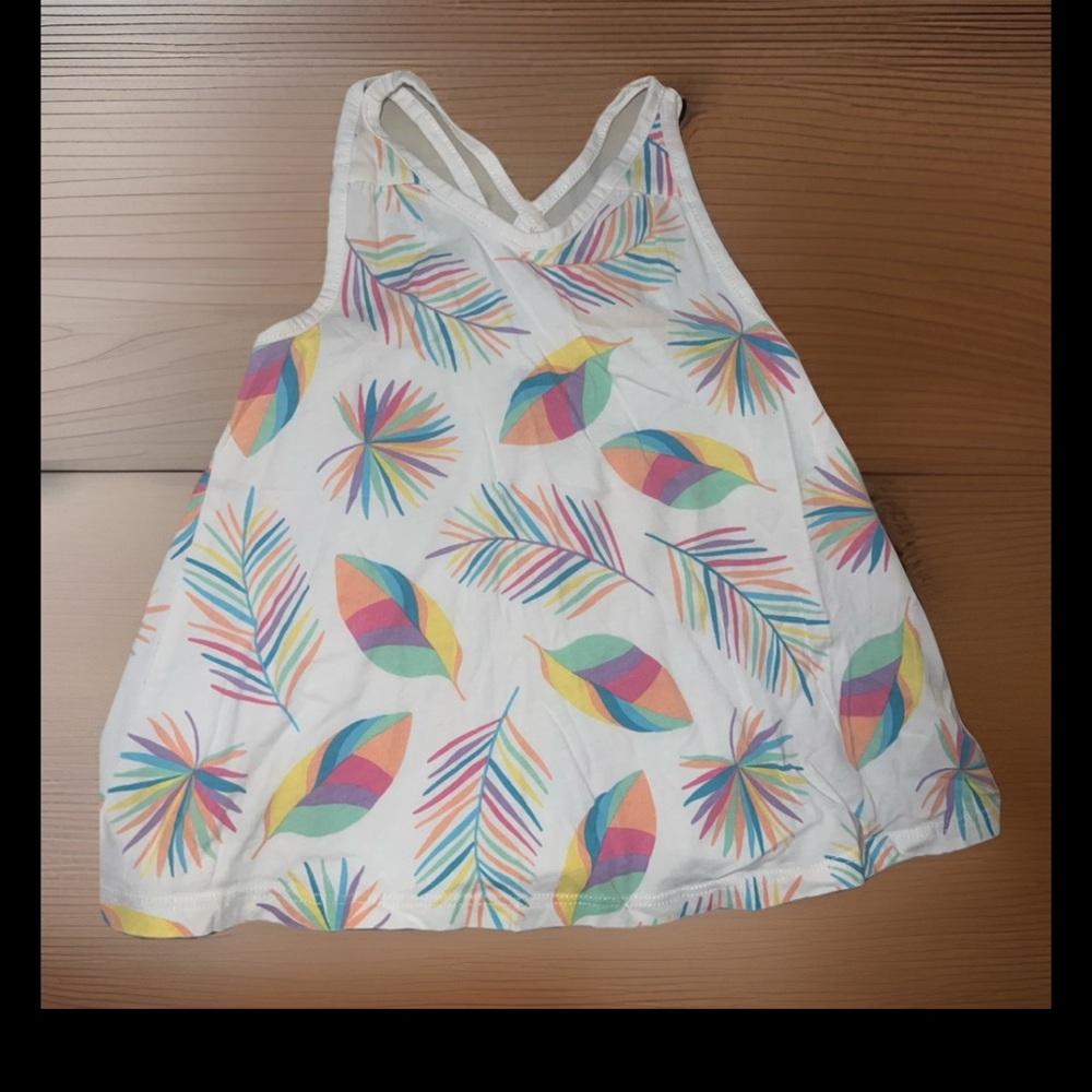 Lands End Multicolor Tropical Leaf Print Girls' Small (4) Tank Top